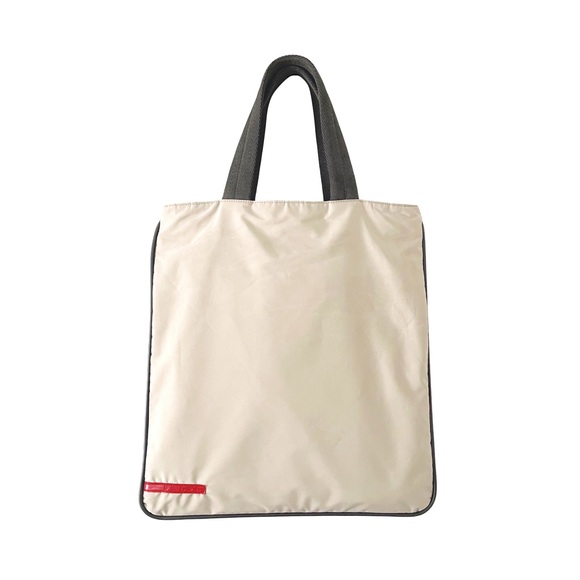 Prada Y2K gray tech fabric red logo zip tote bag minimalist sport - Picture 2 of 9